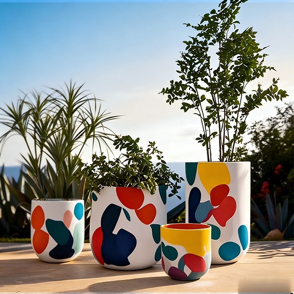 Painted Fiberglass Planter Painted Fiberglass Planter